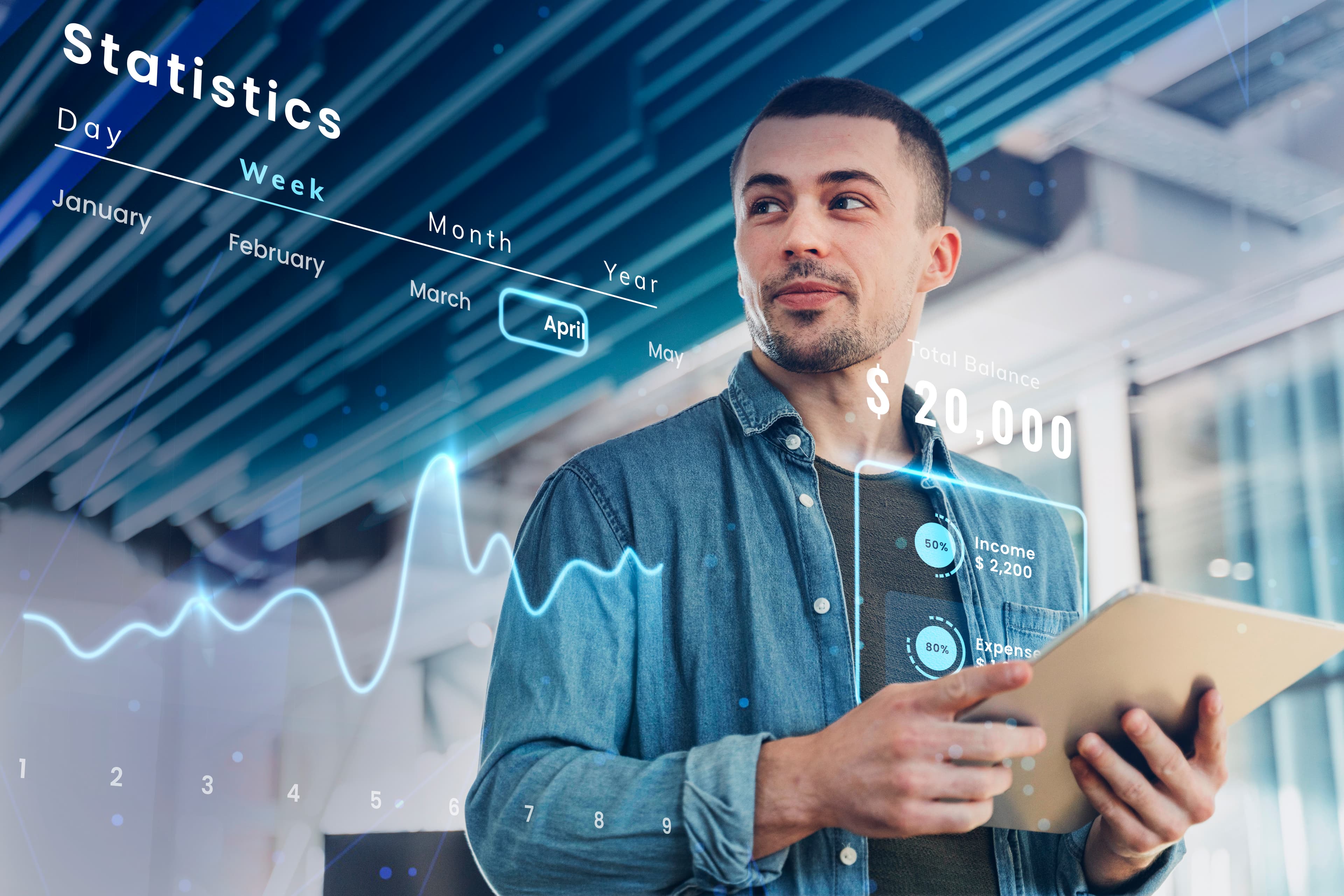 Business people analyzing data dashboards powered by AI and Cloud computing